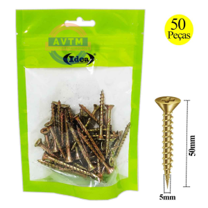 ID-0185P Parafusos para Madeira 5mm x 50mm – 50 Peças