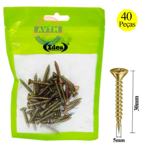 ID-0186P Parafusos para Madeira 5mm x 30mm – 40 Peças
