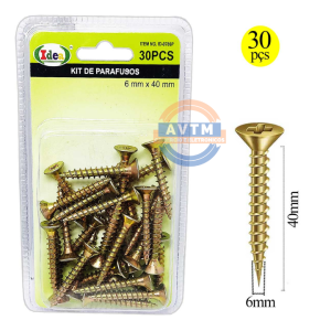 ID-0786P Parafusos para Madeira 6mm x 40mm – 30 Peças