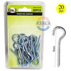 ID-0790P Parafuso Gancho 6cm – 20 Peças