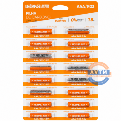 LE-7999-AAA/Z16 Pilha de Carbono AAA Cartela Econômica com 16 Unidades