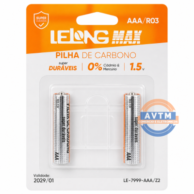 LE-7999-AAA/Z2 Pilha de Carbono AAA Cartela com 2 Unidades