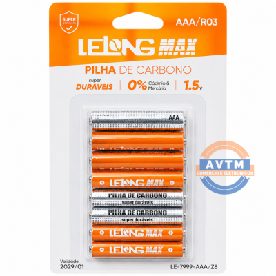 LE-7999-AAA/Z8 Pilha de Carbono AAA Cartela com 8 Unidades