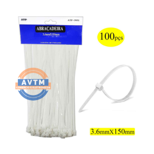 ATF-3951 Abraçadeira Plástica 3.6mm x 150mm – 100 Unidades