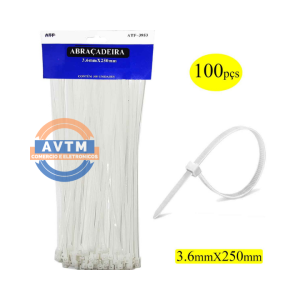 ATF-3953 Abraçadeira Plástica 3.6mm x 250mm – 100 Unidades