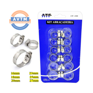 ATF-5100 Abraçadeira De Metal Inox – 12 Peças (16mm a 27mm)