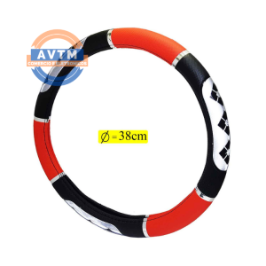 ATF-2691 Capa de Volante Esportiva Vermelha e Preta 38cm