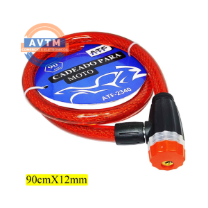 ATF-2340 Cadeado para Moto com Cabo de Aço 90cm x 12mm
