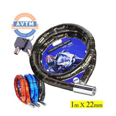 ATF-4050 Cadeado para Moto Reforçado com Chave 1m x 22mm