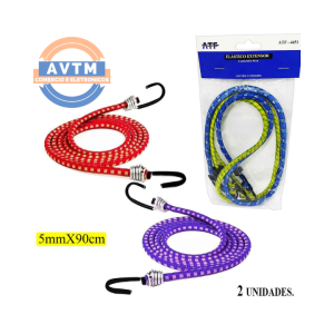 ATF-4451 Elástico Extensor 5mm x 90cm com Ganchos - 2 unidades