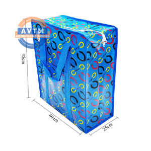ATF-4501 Sacola Plastificada Grande Azul com Estampa Colorida 45x40x25cm