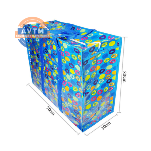 ATF-4503 Sacola Plastificada Extra Grande Azul com Estampa Colorida 80x70x30cm