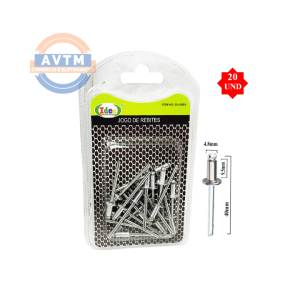 ID-2500A Jogo de Rebites 4,8mm x 40mm - 20 Unidades