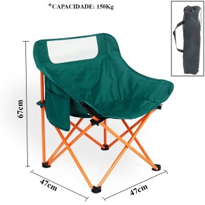 ID-8334C Cadeira Dobrável de Camping com Bolsa – Capacidade 150kg
